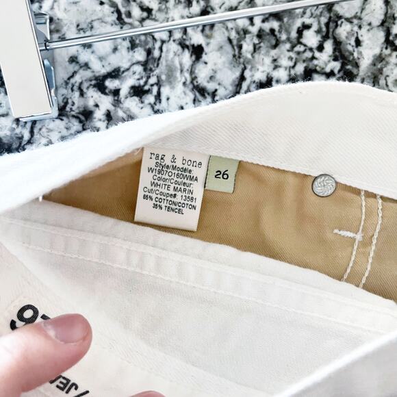 Rag & Bone Cut-Off Short in White Marin - Picture 6 of 9